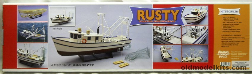 Dumas 1/24 Rusty Coastal Shrimp Boat - For R/C or Static Display, 1271 plastic model kit